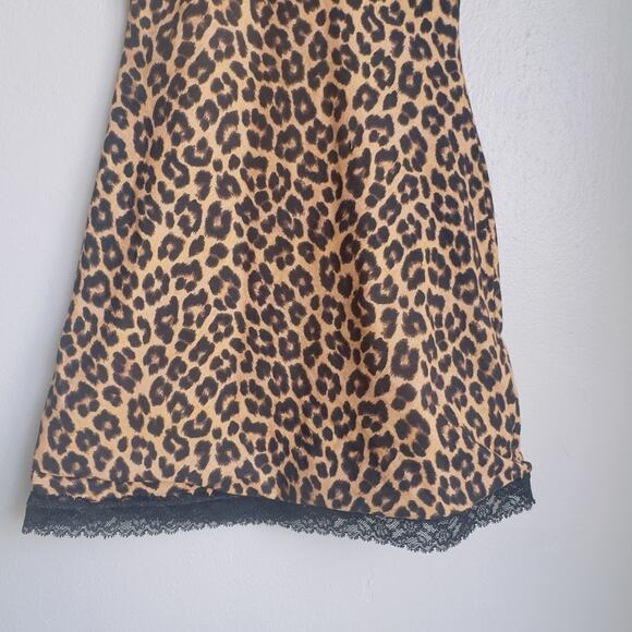 Savage X Fenty Leopard Print Slip Dress Black Lace Trim Cami Dress Size Small - Picture 8 of 13